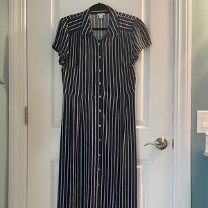 J Crew Long Shirt Dress Blue White Stripes Medium